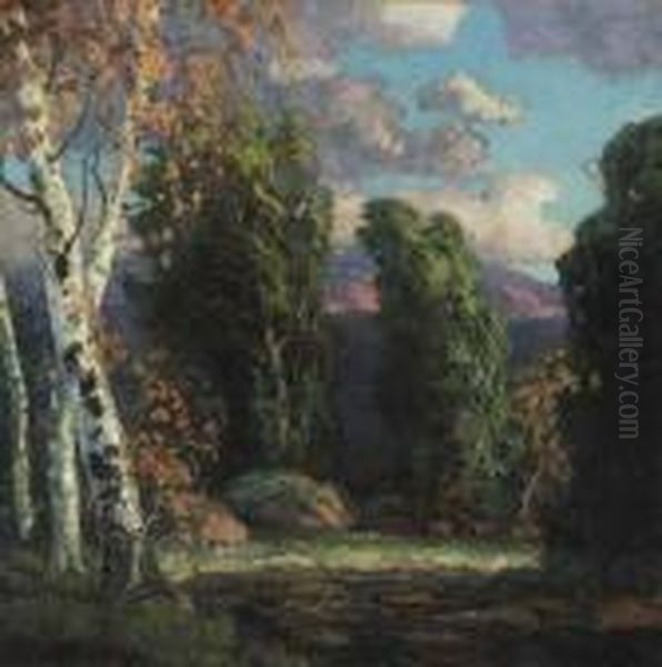 Summer Landscape With Birch Trees Oil Painting by Walter Koeniger