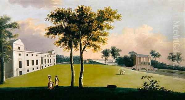 The South Front of Wilton House and the Palladian Bridge of the East Salisbury Oil Painting by George Cuitt