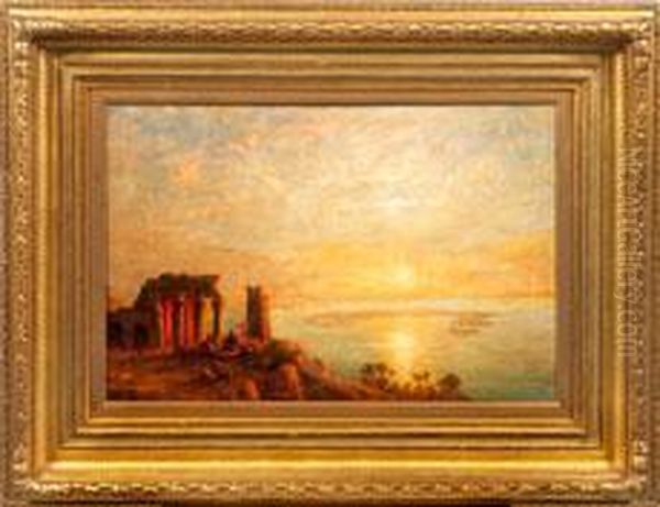 Agyptische Tempelruine Von Kom Ombo Im Licht Der Untergehenden Sonne Oil Painting by Ernst Carl Eugen Koerner