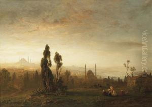 A View Of Istanbul And The Bosphorus Oil Painting by Ernst Carl Eugen Koerner