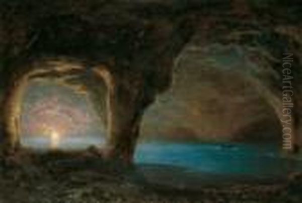 In Der Blauen Grotte Von Capri. Oil Painting by Ernst Carl Eugen Koerner