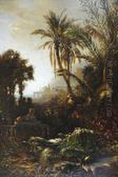 Pod Palmami Oil Painting by Ernst Carl Eugen Koerner