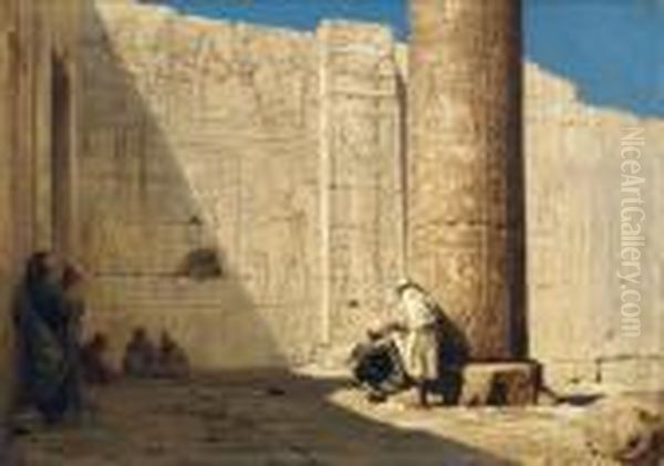 Temple Of Seti I Abydos Oil Painting by Ernst Carl Eugen Koerner