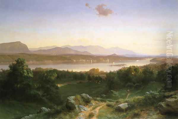 View of The Hudson from Hyde Park Oil Painting by Johann Carmiencke