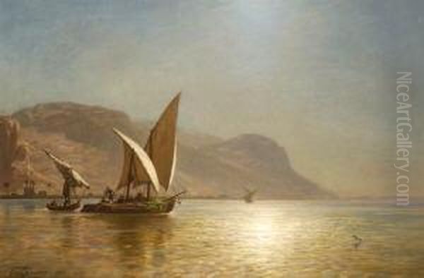 Fischerboote Auf Dem Nil. Oil Painting by Ernst Carl Eugen Koerner