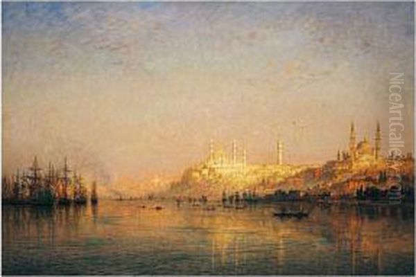 View Across The Golden Horn, Constantinople Oil Painting by Ernst Carl Eugen Koerner