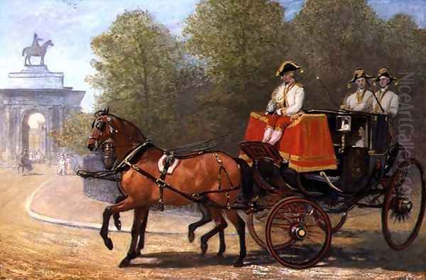 Returning from Her Majesty's Drawing Room, Hyde Park Corner, 1853 Oil Painting by Alfred Corbould