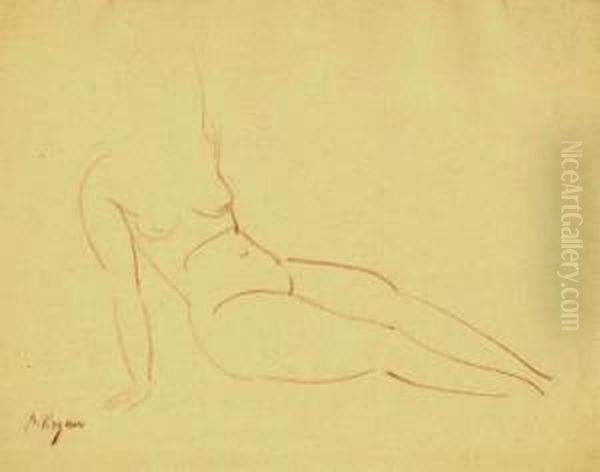 Sketch Of A Nude Oil Painting by Moissey Kogan