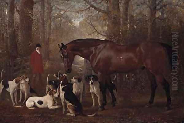 Elford, the Favourite Hunter of Hugo F. Meynell Ingram Esq Oil Painting by Alfred Corbould