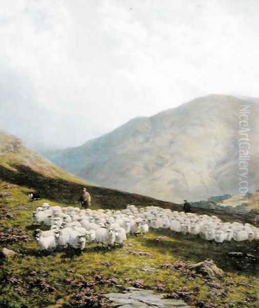 Shepherd and Sheep, Perthshire Oil Painting by Dixon Clark