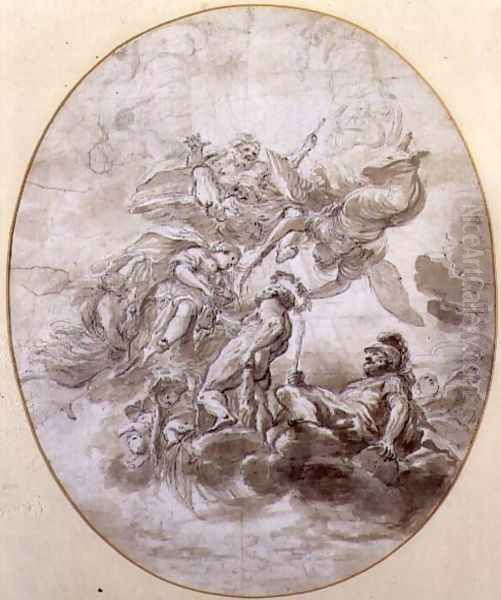 The Apotheosis of Hercules, design for a ceilng fresco for the Palazzo Pepoli in Bologna Oil Painting by Domenico Maria Canuti