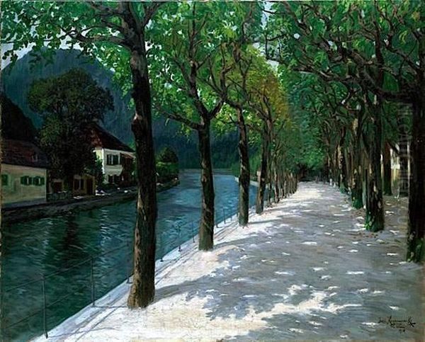 Vienne, Les Quais Au Bord Du Danube Oil Painting by Jakob Koganowsky