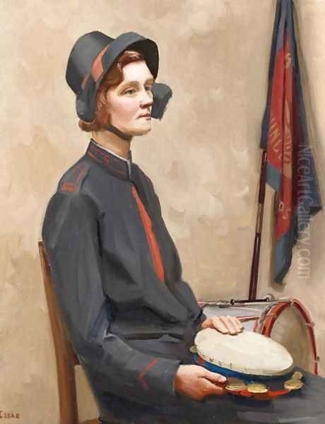 Portrait of a Salvation Army songster, c.1938 Oil Painting by Mollie Cooke