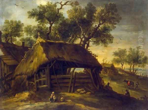 Landscape with Huts Oil Painting by Antonio del Castillo