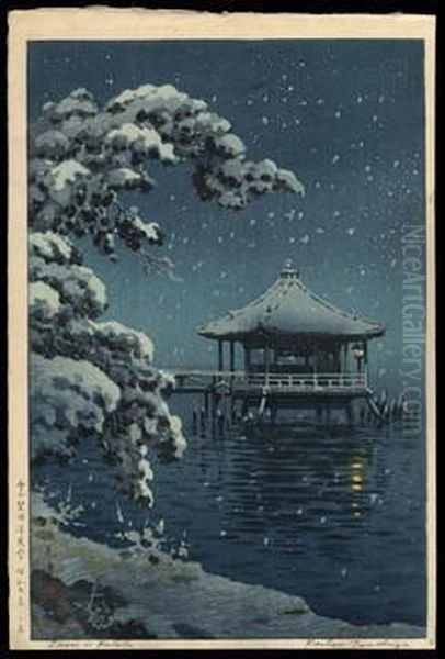 Snow At The Ukimido, Katada Oil Painting by Tsuchiya Koitsu