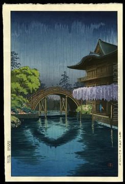 Kamiedo Shrine Oil Painting by Tsuchiya Koitsu