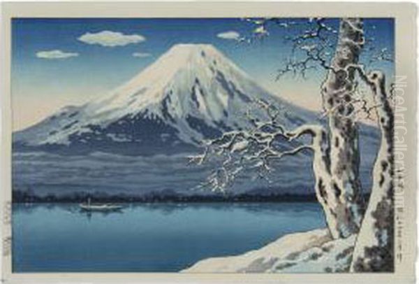 Lake Yamanaka Oil Painting by Tsuchiya Koitsu