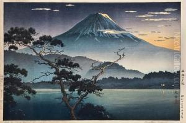 Mt Fuji Fromlake Saiko Oil Painting by Tsuchiya Koitsu