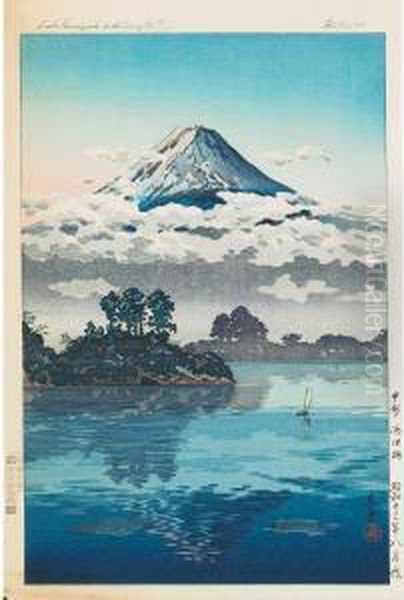 Koushu, Lake Kawaguchi Oil Painting by Tsuchiya Koitsu