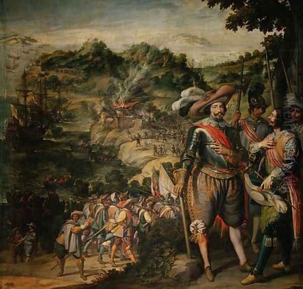 The Reconquest of St. Kitts, 1629 Oil Painting by Felix Castello