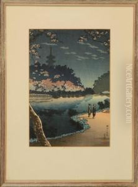 Shinobazu Pond Oil Painting by Tsuchiya Koitsu