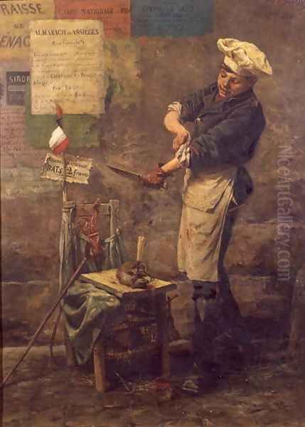 Rat Seller during the Siege of Paris, 1870 Oil Painting by Narcisse Chaillou