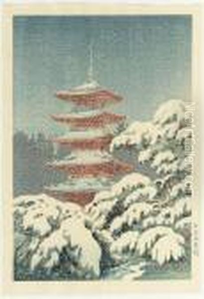 Nikko Gojunoto (five-storied Pagoda Oil Painting by Tsuchiya Koitsu