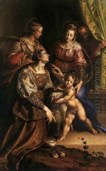 Virgin and Child with Saints Oil Painting by Antonio Campi