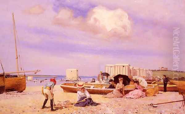 Wear Bay Beach, Folkstone Oil Painting by Frank M. Chase