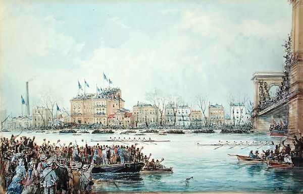 The Oxford and Cambridge Boat Race, 1st April 1871 Oil Painting by George, the Younger Chambers