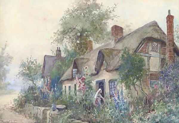 Tending to a cottage garden Oil Painting by Joseph Hughes Clayton