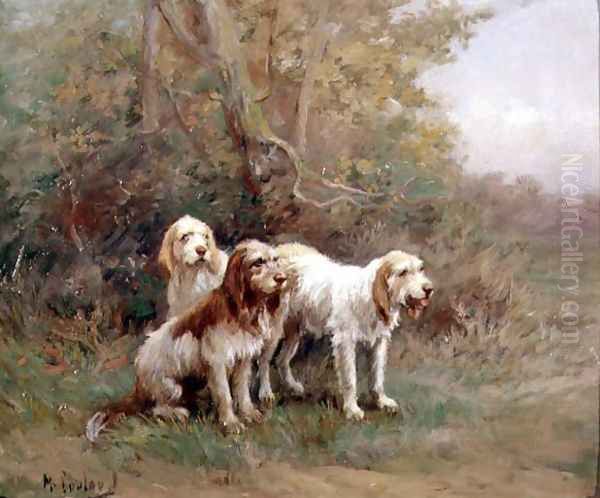 Otterhounds in a Landscape Oil Painting by Martin Coulaud