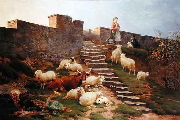 The Old Rampart at Sundown, 1875 Oil Painting by Thomas George Cooper