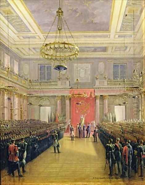 The Oath of the Successor to the Throne Alexander II Nickolaevich in the Winter Palace Oil Painting by Grigori Grigorevich Chernetsov