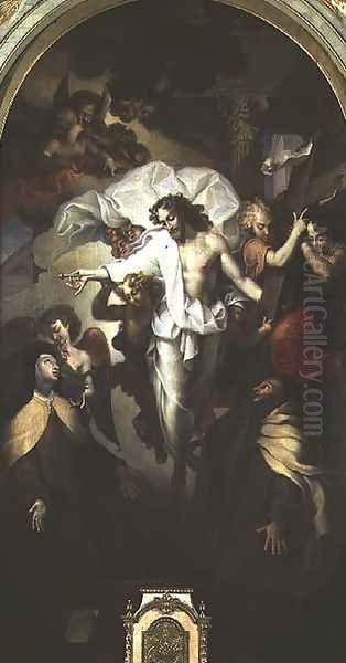 Christ Resurrected between St. Theresa of Avila (1515-82) and St. John of the Cross (1524-91) Oil Painting by Michel des Gobelins Corneille