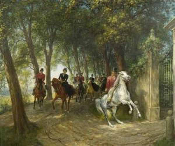 Return From The Hunt Oil Painting by Rudolf Koller