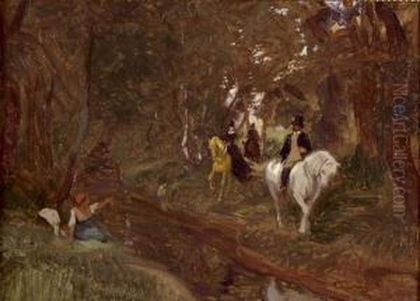 Promenade Equestre Oil Painting by Rudolf Koller