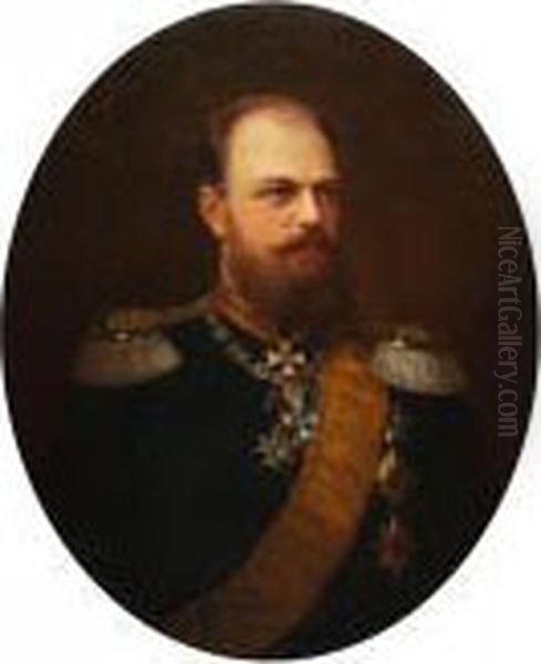 Portrait Of Tsar Alexander Iii. 1882. Oil Painting by Rudolf Koller