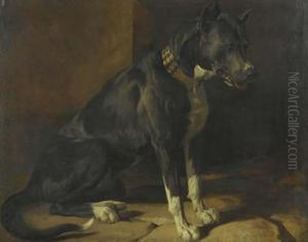 Black Mastiff Oil Painting by Rudolf Koller