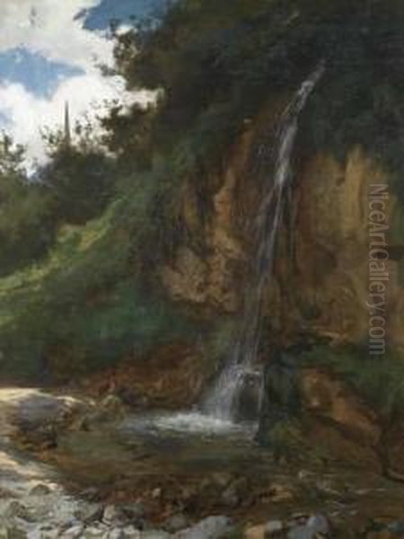 Waterfall. Oil Painting by Rudolf Koller