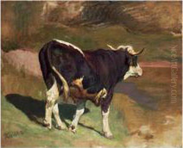 Stier Auf Der Weide Oil Painting by Rudolf Koller