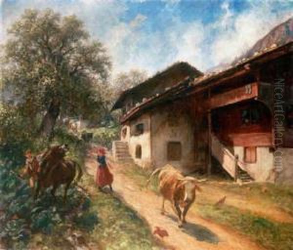 Heimkehr Der Herde Oil Painting by Rudolf Koller