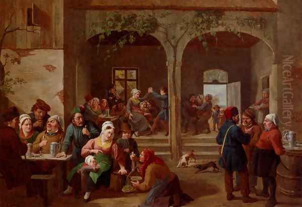 Merrymaking In The Tavern Oil Painting by Constantin Fidele Coene