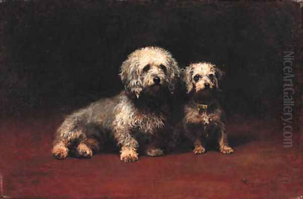 Dandie Dinmont and Puppy Oil Painting by Helen Cridland