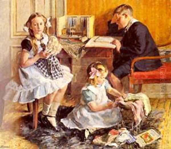 Childrens Pastimes Oil Painting by Gad Frederik Clement