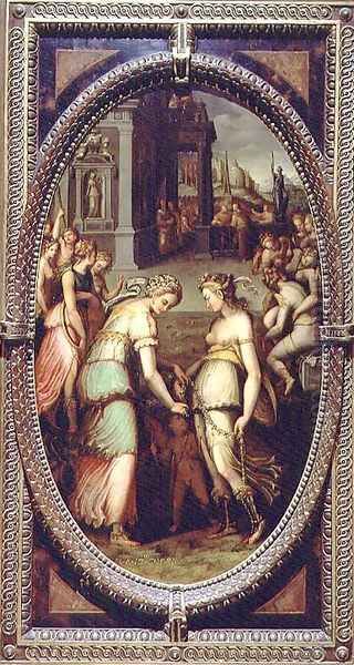 Juno borrowing the Girdle of Venus, 1572 Oil Painting by Francesco del Coscia