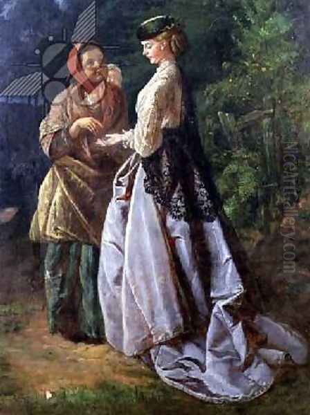 danet and the Strolling Fortune-Teller, 1859 Oil Painting by John Scott Cavell