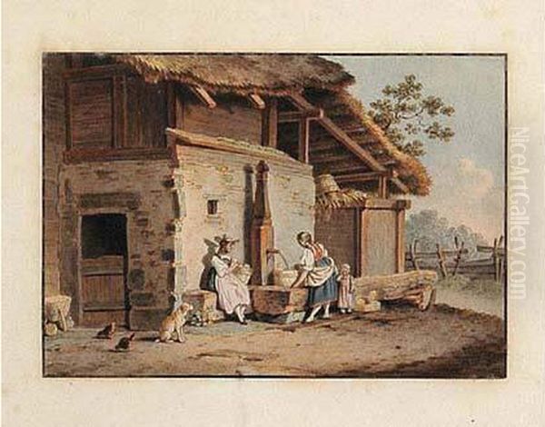 Maison De Paysans A Emmenthal Oil Painting by Franz Niklaus Konig