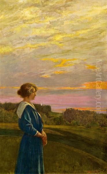 Abendstimmung Oil Painting by Friedrich Konig