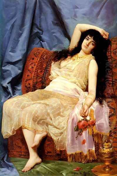 Une Jeune Orientale (A Young Oriental Woman) Oil Painting by Delphine Arnould de Cool